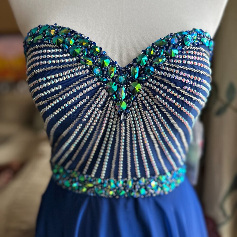 Studio 17 - Strapless Sweetheart Chiffon Dress - Midnight Blue - Size 8 - NWT